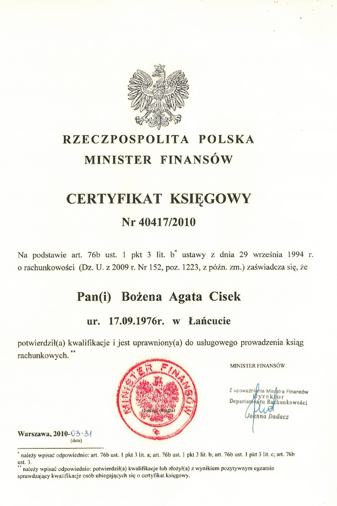 certyfikat