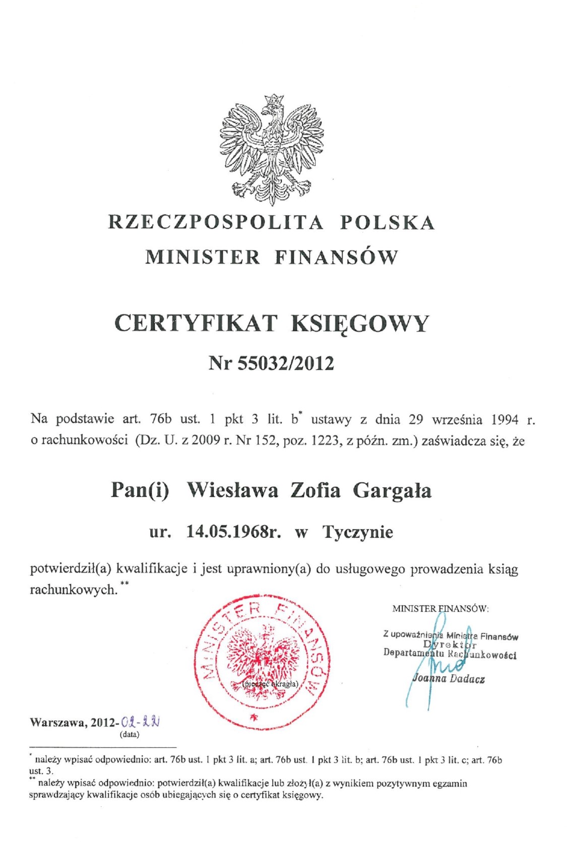 certyfikat
